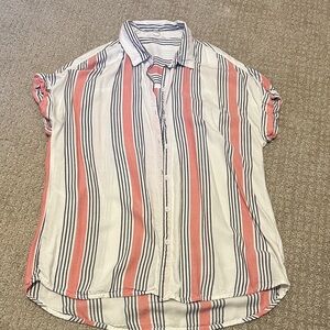 beachlunchlounge Short Sleeve Striped Button-Down Shirt size Small